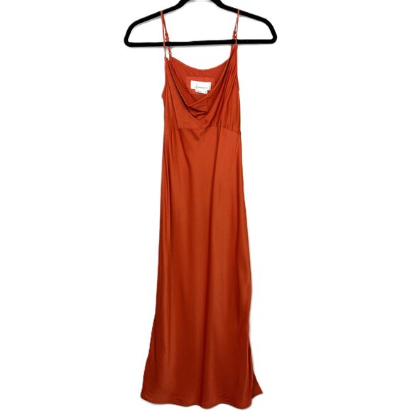 Anthropologie Elyse Sleeveless Bias Midi Slip Dress Orange XSP Petite XS - Picture 2 of 10